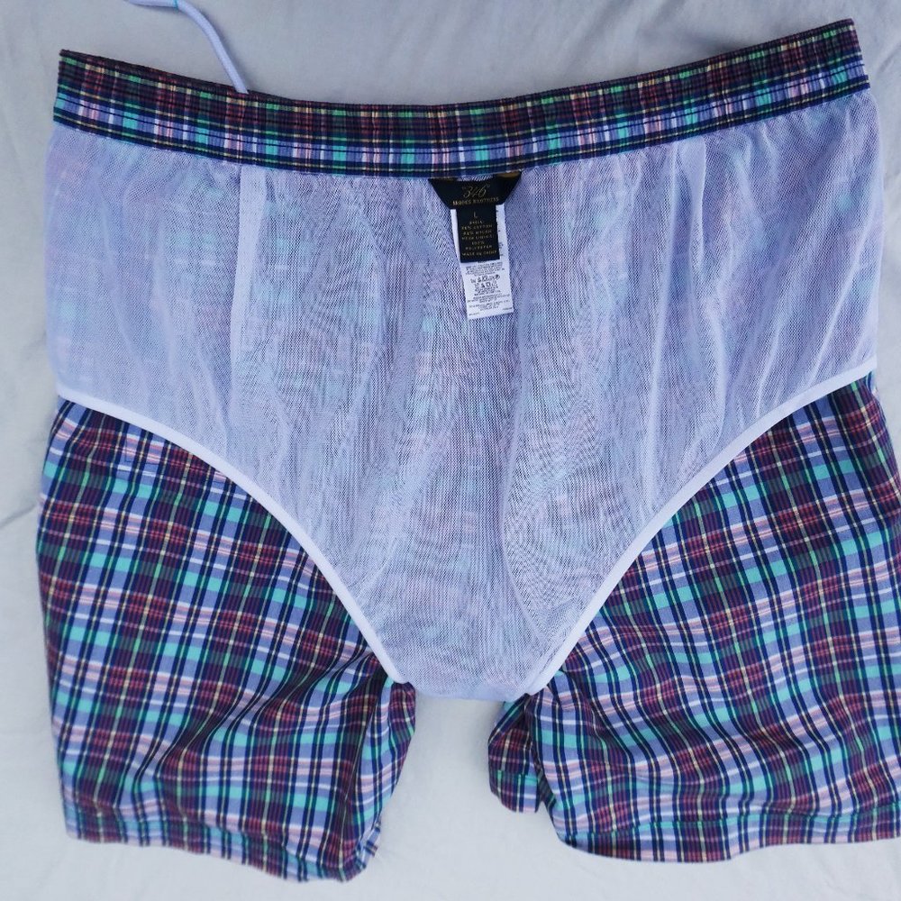 Brooks Brothers 346 Swim Trunks Shorts Plaid Mesh Liner Pockets Logo L 8inch - Picture 7 of 8